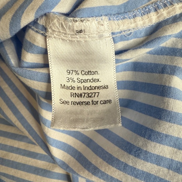 Croft & Barrow Womens 1X Blue White Striped‎ Long Sleeve Button Down Shirt - Picture 7 of 8